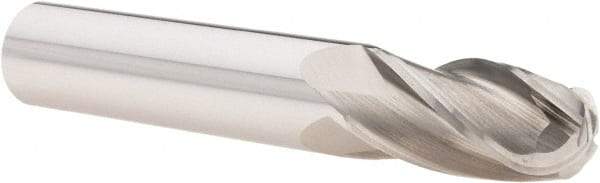 OSG - 1/2" Diam, 1" LOC, 4 Flute Solid Carbide Ball End Mill - Uncoated, Single End, 3" OAL, 1/2" Shank Diam, Spiral Flute - Eagle Tool & Supply