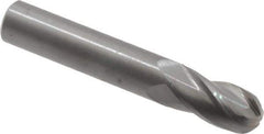 OSG - 9/16" Diam, 1-1/8" LOC, 4 Flute Solid Carbide Ball End Mill - Uncoated, Single End, 3-1/2" OAL, 9/16" Shank Diam, Spiral Flute - Eagle Tool & Supply