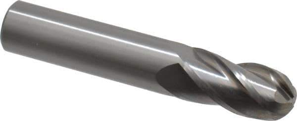 OSG - 5/8" Diam, 1-1/4" LOC, 4 Flute Solid Carbide Ball End Mill - Uncoated, Single End, 3-1/2" OAL, 5/8" Shank Diam, Spiral Flute - Eagle Tool & Supply
