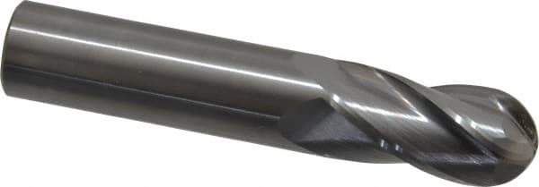 OSG - 3/4" Diam, 1-1/2" LOC, 4 Flute Solid Carbide Ball End Mill - Uncoated, Single End, 4" OAL, 3/4" Shank Diam, Spiral Flute - Eagle Tool & Supply