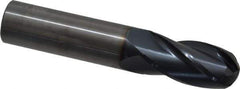 OSG - 3/4" Diam, 1-1/2" LOC, 4 Flute Solid Carbide Ball End Mill - TiAlN Finish, Single End, 4" OAL, 3/4" Shank Diam, Spiral Flute - Eagle Tool & Supply
