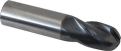 OSG - 7/8" Diam, 1-1/2" LOC, 4 Flute Solid Carbide Ball End Mill - TiAlN Finish, Single End, 4" OAL, 7/8" Shank Diam, Spiral Flute - Eagle Tool & Supply