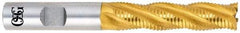 OSG - 1/2" Diam, Coarse Pitch, 2" LOC, 4 Flute Cobalt Roughing Square End Mill - TiN Finish, 4" OAL, 1/2" Shank Diam, Single End, 30° Helix - Eagle Tool & Supply