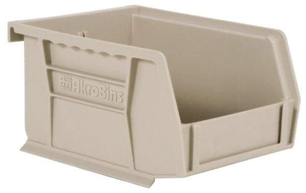 Akro-Mils - 10 Lb. Load Capacity, 5-3/8" Deep, Gray Polymer Hopper Stacking Bin - 3" High x 4-1/8" Wide x 5-3/8" Long - Eagle Tool & Supply