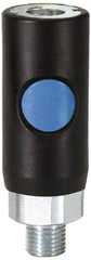 Prevost - 1/4 Male NPT Industrial Pneumatic Hose Safety Coupler - Composite, 3/8" Body Diam - Eagle Tool & Supply
