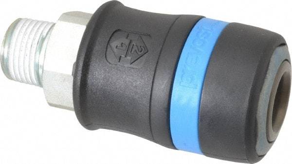Prevost - 1/2 Male NPT Industrial Pneumatic Hose Safety Coupler - Composite, 1/2" Body Diam - Eagle Tool & Supply