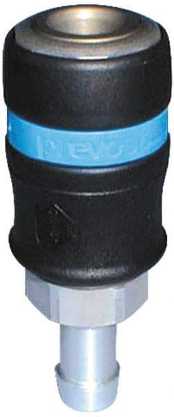 Prevost - Hose Barb Industrial Pneumatic Hose Safety Coupler - Composite, 1/2" Body Diam, 1/2" Hose ID - Eagle Tool & Supply