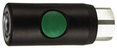 Prevost - 1/4 Female NPT European High Flow Pneumatic Hose Safety Coupler - Composite, 7.2mm Body Diam - Eagle Tool & Supply