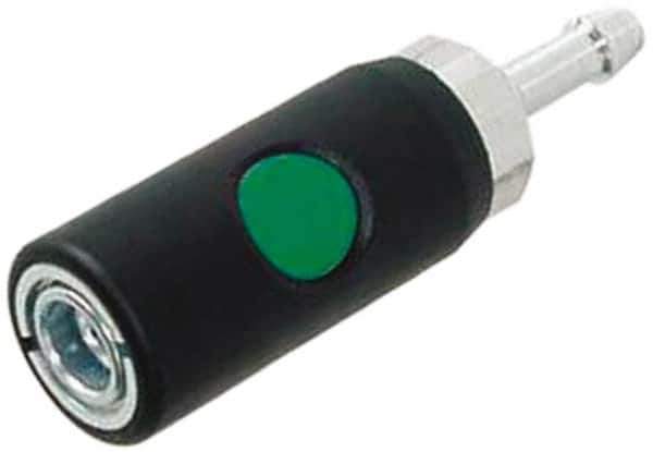 Prevost - Hose Barb European High Flow Pneumatic Hose Safety Coupler - Composite, 7.2mm Body Diam, 1/4" Hose ID - Eagle Tool & Supply