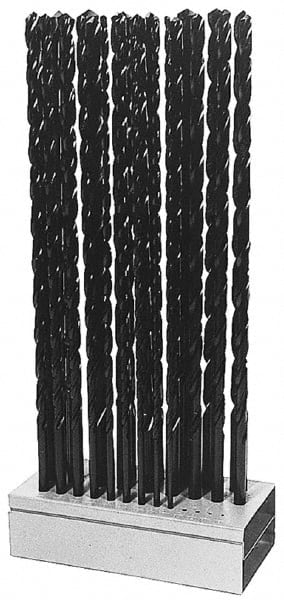 Interstate - 1/8 to 1/2", 118° Point, Oxide Finish, High Speed Steel Aircraft Extension Length Drill Bit Set - Eagle Tool & Supply