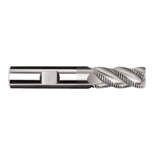 SGS - 10mm Diam, 22mm LOC, 3 Flute Solid Carbide 1.5mm Corner Radius Roughing End Mill - TiN Finish, 72mm OAL, 10mm Shank Diam, Single End, Centercutting, 40° Helix - Eagle Tool & Supply