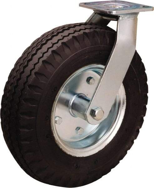 Hamilton - 12" Diam, Rubber Swivel Caster - 500 Lb Capacity, Top Plate Mount, 4" x 4-1/2" Plate, Precision Ball Bearing - Eagle Tool & Supply