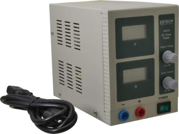 Extech - 54 Watt, 3 Amp, 18 VDC Output, Benchtop Power Supply - 1 Output, LCD Display - Eagle Tool & Supply