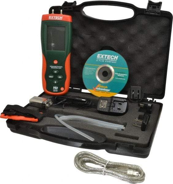 Extech - 2 Max psi, +/-0.3% FS% Accuracy, Differential Pressure Manometer - 2 Maximum PSI, 55.4 Inch Water Column - Eagle Tool & Supply