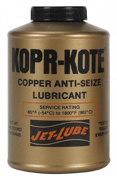 Jet-Lube - 12 oz Aerosol High Temperature Anti-Seize Lubricant - Copper/Graphite, -65 to 1,800°F, Copper/Bronze, Water Resistant - Eagle Tool & Supply