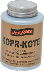 Jet-Lube - 0.5 Lb Can High Temperature Anti-Seize Lubricant - Copper/Graphite, -65 to 1,800°F, Copper/Bronze, Food Grade, Water Resistant - Eagle Tool & Supply