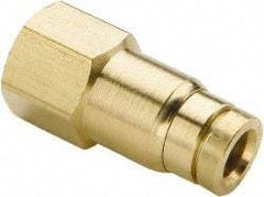 Parker - 1/4" Outside Diam, 1/4 NPTF, Brass Push-to-Connect Tube Female Connector - 250 Max psi, Tube to Female NPT Connection, Buna-N O-Ring - Eagle Tool & Supply