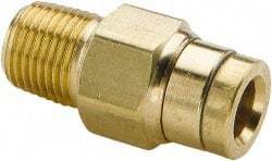 Parker - 1/2" Outside Diam, 1/4 NPTF, Brass Push-to-Connect Tube Male Connector - 250 Max psi, Tube to Male NPT Connection, Buna-N O-Ring - Eagle Tool & Supply