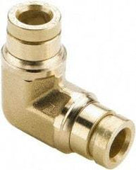 Parker - 3/16" Outside Diam, Brass Push-to-Connect Tube Union Elbow - 250 Max psi, Tube to Tube Connection, Buna-N O-Ring - Eagle Tool & Supply