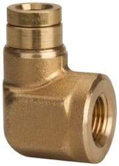 Parker - 1/4" Outside Diam, 1/4 NPTF, Brass Push-to-Connect Tube Female Elbow - 250 Max psi, Tube to Female NPT Connection, Buna-N O-Ring - Eagle Tool & Supply