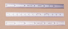 PEC Tools - 24" Long, 1/100, 1/10" and 0.5, 1mm Graduation, Flexible Steel Rule - Decimal/Metric Graduation Style, 3/4" Wide, Silver, Satin Chrome Finish - Eagle Tool & Supply