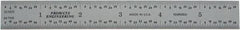 PEC Tools - 6" Long, 1/64, 1/32" and 0.5, 1mm Graduation, Rigid Steel Rule - English/Metric Graduation Style, 3/4" Wide, Silver, Satin Chrome Finish - Eagle Tool & Supply
