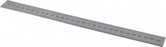 PEC Tools - 300mm Long, 0.5, 1mm Graduation, Rigid Steel Rule - Metric Graduation Style, 1" Wide, Silver, Satin Chrome Finish - Eagle Tool & Supply