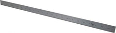 PEC Tools - 24" Long, 1/100, 1/10" and 0.5, 1mm Graduation, Rigid Steel Rule - Decimal/Metric Graduation Style, 1-1/8" Wide, Silver, Satin Chrome Finish - Eagle Tool & Supply