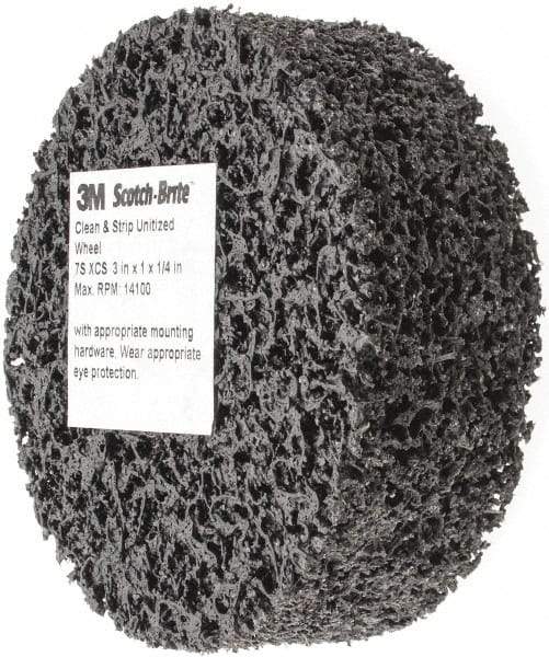 3M - 3" Diam, 1" Face Width, 1/4" Center Hole, Very Coarse Grade, Silicon Carbide Deburring Wheel - Unitized, Hard Density 7 Grade, 14,100 RPM - Eagle Tool & Supply