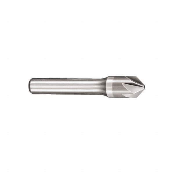 SGS - 1/8" Head Diam, 1/8" Shank Diam, 6 Flute 82° Solid Carbide Countersink - Bright Finish, 1-1/2" OAL, Single End, Straight Shank, Right Hand Cut - Eagle Tool & Supply