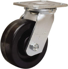 Hamilton - 5" Diam x 2" Wide x 6-1/2" OAH Top Plate Mount Swivel Caster - Phenolic, 900 Lb Capacity, Straight Roller Bearing, 4 x 4-1/2" Plate - Eagle Tool & Supply