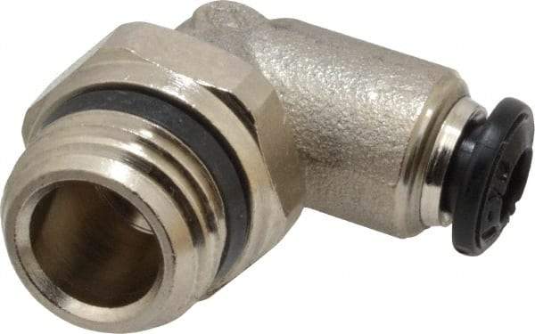 Alpha Technologies - 4mm Outside Diam, 1/4 Universal, Nickel Plated Brass Push-to-Connect Tube Male Swivel Elbow - 250 Max psi, Tube to Universal Thread Connection, Buna O-Ring - Eagle Tool & Supply