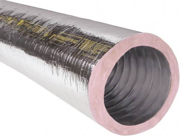 Hi-Tech Duravent - 5" ID, 25' Long, Fiberglass Blower & Duct Hose - Silver, 2.2" Bend Radius, 16 Max psi, -20 to 250°F - Eagle Tool & Supply