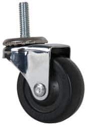 E.R. Wagner - 2" Diam x 13/16" Wide x 2-1/2" OAH Stem Mount Swivel Caster - Soft Rubber, 75 Lb Capacity, Delrin Bearing, 5/16-18 x 1" Threaded Stem - Eagle Tool & Supply
