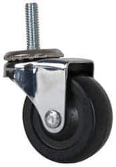 E.R. Wagner - 2" Diam x 13/16" Wide x 2-1/2" OAH Stem Mount Swivel Caster - Soft Rubber, 75 Lb Capacity, Delrin Bearing, 5/16-18 x 1" Threaded Stem - Eagle Tool & Supply