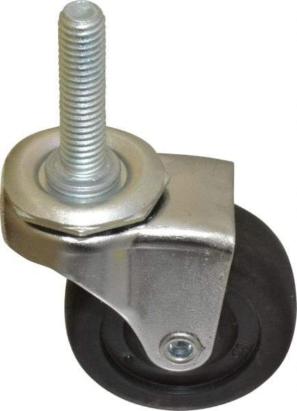 E.R. Wagner - 2" Diam x 13/16" Wide x 2-1/2" OAH Stem Mount Swivel Caster - Hard Rubber, 100 Lb Capacity, Delrin Bearing, 3/8-16 x 1-1/2" Threaded Stem - Eagle Tool & Supply