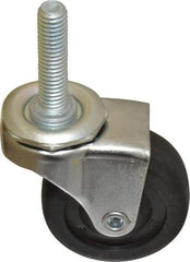 E.R. Wagner - 2" Diam x 13/16" Wide x 2-1/2" OAH Stem Mount Swivel Caster - Hard Rubber, 100 Lb Capacity, Delrin Bearing, 3/8-16 x 1-1/2" Threaded Stem - Eagle Tool & Supply