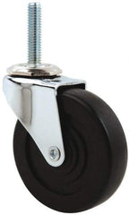 E.R. Wagner - 3" Diam x 13/16" Wide x 3-9/16" OAH Stem Mount Swivel Caster - Hard Rubber, 125 Lb Capacity, Delrin Bearing, 3/8-16 x 1-1/2" Threaded Stem - Eagle Tool & Supply