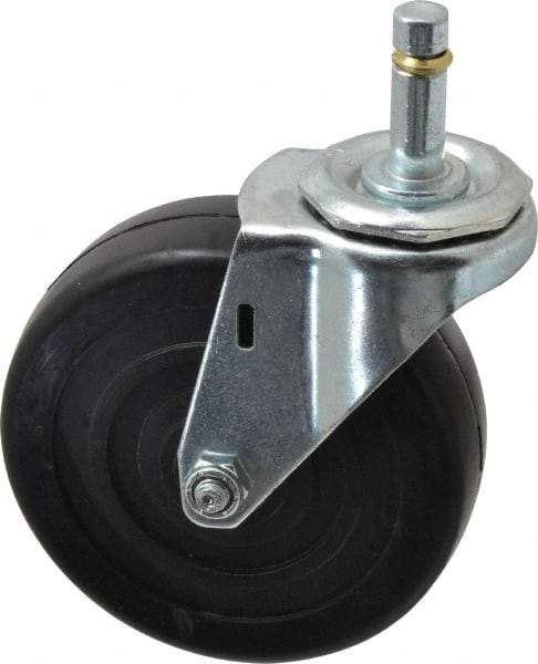 E.R. Wagner - 4" Diam x 1-1/4" Wide x 4-1/2" OAH Stem Mount Swivel Caster - Soft Rubber, 165 Lb Capacity, Delrin Bearing, 7/16 x 1-3/8" Friction Stem - Eagle Tool & Supply