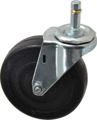 E.R. Wagner - 4" Diam x 1-1/4" Wide x 4-1/2" OAH Stem Mount Swivel Caster - Soft Rubber, 165 Lb Capacity, Delrin Bearing, 7/16 x 1-3/8" Friction Stem - Eagle Tool & Supply