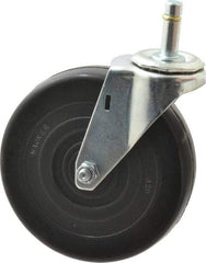 E.R. Wagner - 5" Diam x 1-1/4" Wide x 5-1/2" OAH Stem Mount Swivel Caster - Soft Rubber, 190 Lb Capacity, Delrin Bearing, 4 x 4-1/2" Plate, 7/16 x 1-3/8" Friction Stem - Eagle Tool & Supply