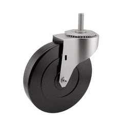 E.R. Wagner - 5" Diam x 1-1/4" Wide x 5-1/2" OAH Stem Mount Swivel Caster - Soft Rubber, 190 Lb Capacity, Delrin Bearing, 3/8-16 x 1" Threaded Stem - Eagle Tool & Supply
