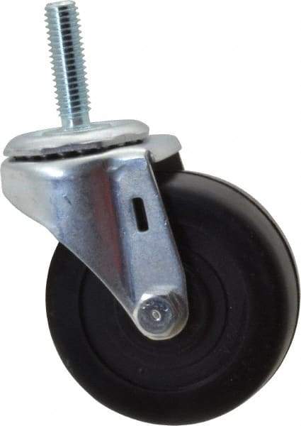 E.R. Wagner - 3" Diam x 1-1/4" Wide x 3-5/8" OAH Stem Mount Swivel Caster - Soft Rubber, 125 Lb Capacity, Delrin Bearing, 7/16-14 x 1-1/2" Threaded Stem - Eagle Tool & Supply