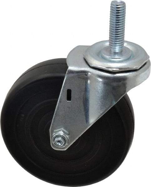 E.R. Wagner - 4" Diam x 1-1/4" Wide x 4-1/2" OAH Stem Mount Swivel Caster - Soft Rubber, 165 Lb Capacity, Delrin Bearing, 7/16-14 x 1-1/2" Threaded Stem - Eagle Tool & Supply