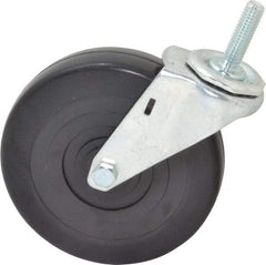 E.R. Wagner - 5" Diam x 1-1/4" Wide x 5-1/2" OAH Stem Mount Swivel Caster - Soft Rubber, 190 Lb Capacity, Delrin Bearing, 7/16-14 x 1-1/2" Threaded Stem - Eagle Tool & Supply