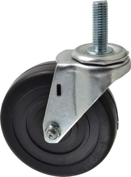 E.R. Wagner - 4" Diam x 1-1/4" Wide x 4-1/2" OAH Stem Mount Swivel Caster - Soft Rubber, 165 Lb Capacity, Delrin Bearing, 1/2-13 x 1-1/2" Threaded Stem - Eagle Tool & Supply