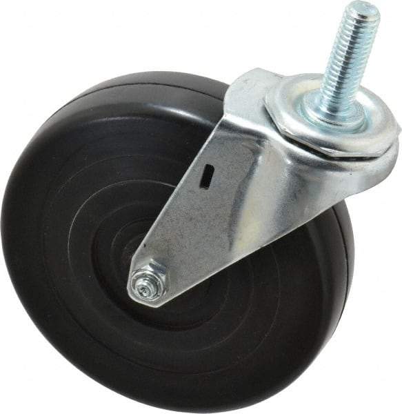 E.R. Wagner - 5" Diam x 1-1/4" Wide x 5-1/2" OAH Stem Mount Swivel Caster - Soft Rubber, 190 Lb Capacity, Delrin Bearing, 1/2-13 x 1-1/2" Threaded Stem - Eagle Tool & Supply