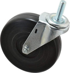 E.R. Wagner - 5" Diam x 1-1/4" Wide x 5-1/2" OAH Stem Mount Swivel Caster - Soft Rubber, 190 Lb Capacity, Delrin Bearing, 1/2-13 x 1-1/2" Threaded Stem - Eagle Tool & Supply