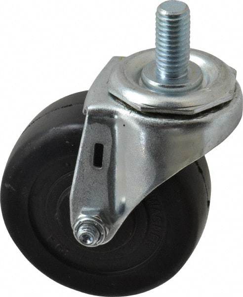 E.R. Wagner - 3" Diam x 1-1/4" Wide x 3-5/8" OAH Stem Mount Swivel Caster - Soft Rubber, 125 Lb Capacity, Delrin Bearing, 1/2-13 x 1" Threaded Stem - Eagle Tool & Supply