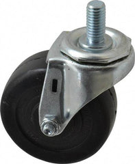 E.R. Wagner - 3" Diam x 1-1/4" Wide x 3-5/8" OAH Stem Mount Swivel Caster - Soft Rubber, 125 Lb Capacity, Delrin Bearing, 1/2-13 x 1" Threaded Stem - Eagle Tool & Supply